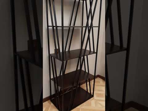 Стеллаж 0,8 boston "Ларго"(Металл Черная шагрень/Дуб шамони светлый)-MS/Бст