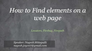 Find Elements on a webpage using locators, Firebug, Firepath