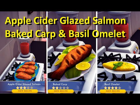 How to make Apple Cider Glazed Salmon, Baked Carp and Basil Omelet in Dreamlight Valley