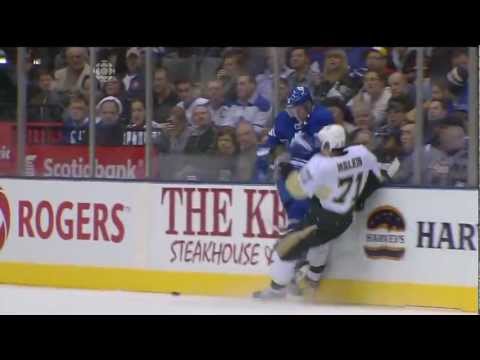 Dion Phaneuf Knocks Down Evgeni Malkin (October 29, 2011) (HD)
