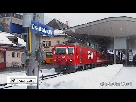 2001-02 [SDw] Shuting in the 'new' Disentis-Mustér station - Classic RhB and FO in winter action