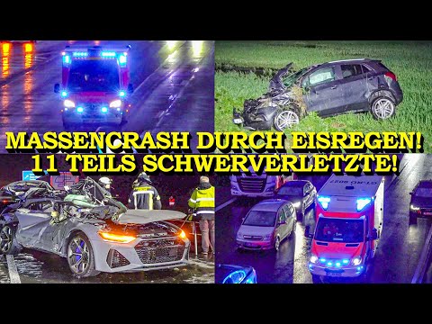 +++ EISREGEN SORGT FÜR MASSENCRASH AUF A2 +++ 11 TEILS SCHWERVERLETZTE | FEUERWEHR | RETTUNGSDIENST