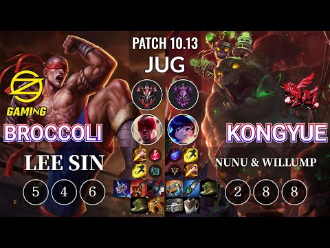OZ BroCColi Lee Sin vs ahq Kongyue Nunu & Willump Jungle - KR Patch 10.13
