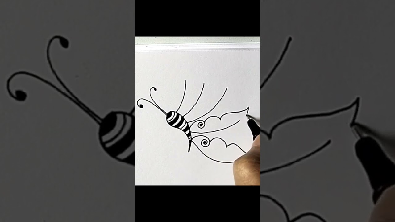 (5) Quick Zentangle butterfly pattern for beginners! #zentangle #art #doodle #viralshorts #shorts