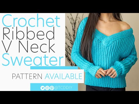 , title : 'Crochet Ribbed V Neck Sweater | Pattern & Tutorial DIY'