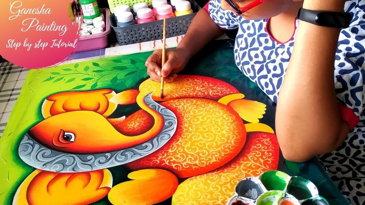 Ganesha Texture Painting | Acrylic Painting Tutorial| Abstract Ganesha Painting Tutorial