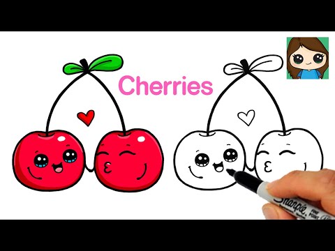 How to Draw Kissing Cherries 🍒❤️Cute Valentines