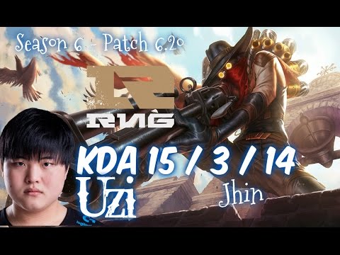 RNG Uzi JHIN vs EZREAL ADC - Patch 6.20 NA Ranked | League of Legends
