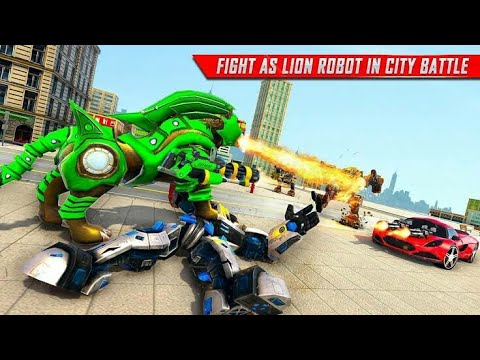Lion Robot Car Transforming Game | Robot Shooting | Chari Games
