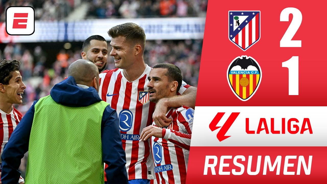 ATLETICO DE MADRID ganó 2-1 a VALENCIA con GOLAZO de GRIEZMANN y sigue peleando en la cima | La Liga