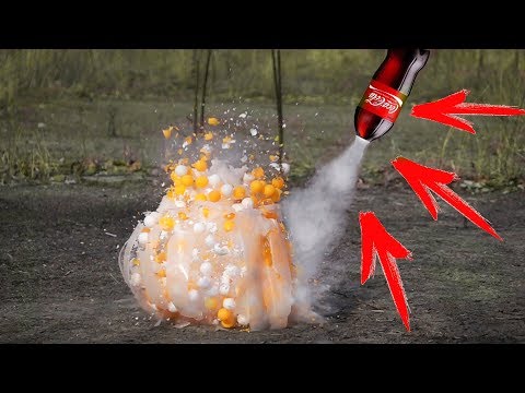 WHAT IF I PUN A COCA COLA ROCKET IN 1000 PING PONG BALLS?!? Video