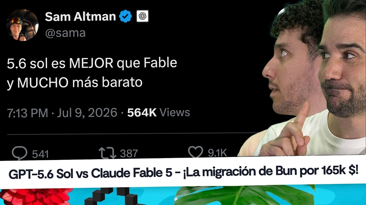 Noticias programación: GPT-5.6 Sol vs Fable 5, Bun: de Zig a Rust por 165k $, Outer loop #CaféCodely