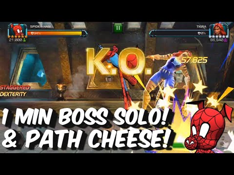 Spider-Ham CHEESES 7.2 Path & 1 Min Tigra Boss Solo! - Marvel Contest of Champions