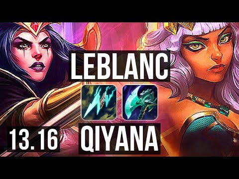 LEBLANC vs QIYANA (MID) | Rank 2 LeBlanc, Rank 5, 8/1/6, Legendary | KR Challenger | 13.16