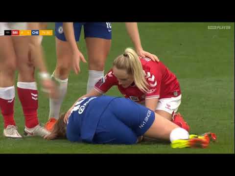 Maren Mjelde injury in Bristol vs. Chelsea Cup Final game.