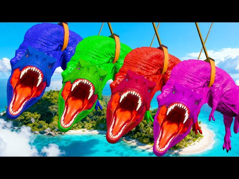 Epic SuperHeroes Dinosaurs vs Spider Man T Rex & Spinosaurus  l Jurassic World Fight 🦖🔥