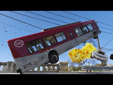 GTA 5 EXPLOSIVE BUS CRASHES - IMPACT COMPILATION #8