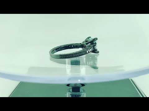 Princess Cut Aquamarine Engagement Ring Unique Vintage Style Black Gold