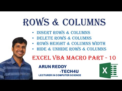 EXCEL VBA MACRO PART 10 - ROWS AND COLUMNS