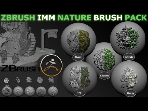 Amazing Zbrush Imm Brush Nature Pack Ivy Moss Leaves Shrub Flowers