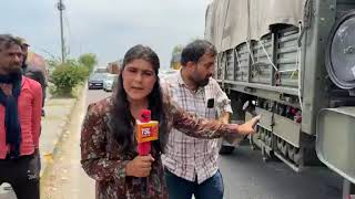 Army truck hits Car near Channi  Traffic Cops Miss