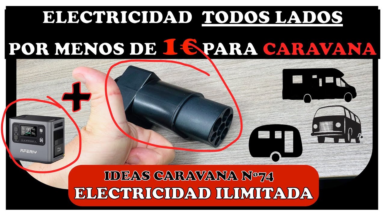 Cómo tener ELECTRICIDAD por menos de 1€ en la CARAVANA - Aferiy P280 con acople / IDEAS CARAVANA 74