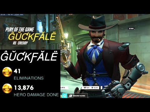 Gale Sick McCree (Cassidy) gameplay! 41 elims! POTG! [ Overwatch Season 34 Top 500 ]