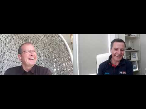 Fran Berry chats to trainer Ger Lyons ahead of the Sky Bet raceday at The Curragh