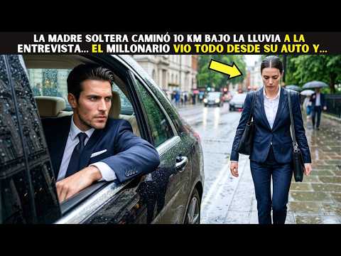 La madre soltera caminó 10 km bajo la lluvia a la entrevista… el Millonario vio todo desde su auto y