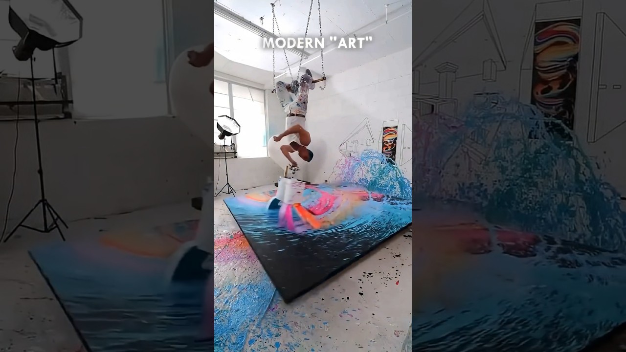 Modern art vs real art | Peaceful Mountain Meadow Landscape Timelapse #short #painting #art #sketch