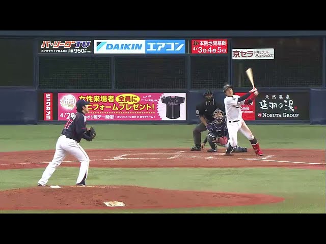 【4回裏】好調のバファローズ・安達 フェンス直撃タイムリー2ベース!! 2015/3/10 Bs-S