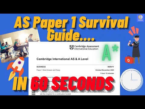 AS Business Paper 1 9609 60 second Survival Guide - CAIE Updated 2021