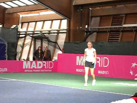World No.3 Caroline Wozniacki in practice at the Fed Cup in Portugal