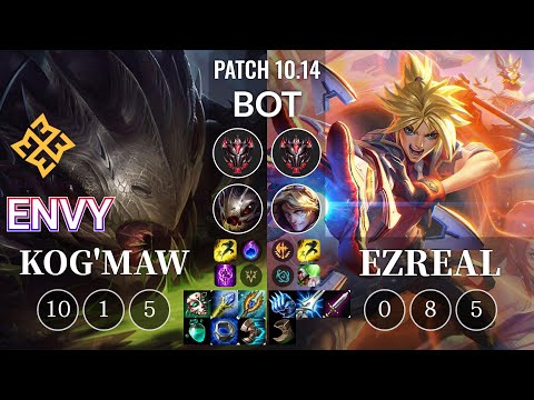 EM Envy Kog'Maw vs Ezreal Bot - KR Patch 10.14