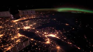 Aurora Borealis &amp; City Lights over Eastern United States