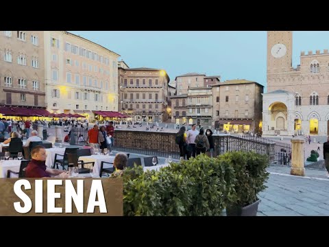SIENA (Tuscany), Italy by night walking tour in 4k