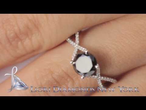 BDR-SOLD-068 1.46 Carat Certified Natural Black Diamond Engagement Ring 18k White Gold