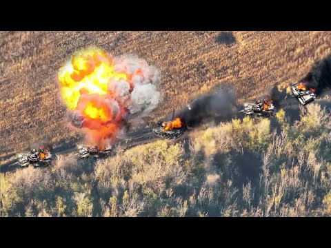 Ukrainian Anti Tank Missile Attack Destroys Dozens of Advanced Russian T 90 Tanks Near Bakhmut