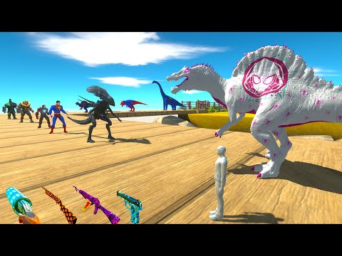 GHOST SPIDER SPINOSAURUS DEATH RUN RESCUE MISSION - Animal Revolt Battle Simulator