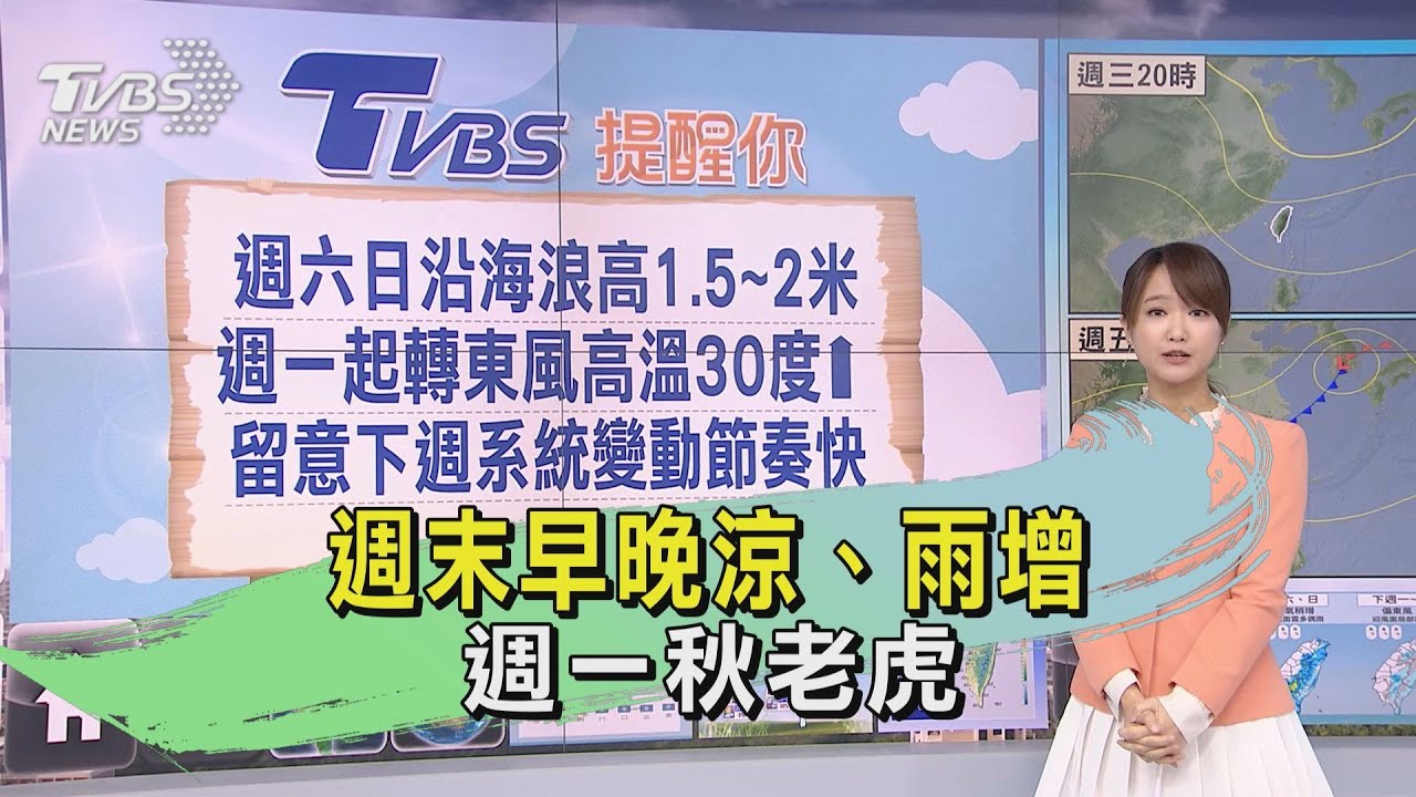 天氣/週末早晚涼、雨增　週一秋老虎