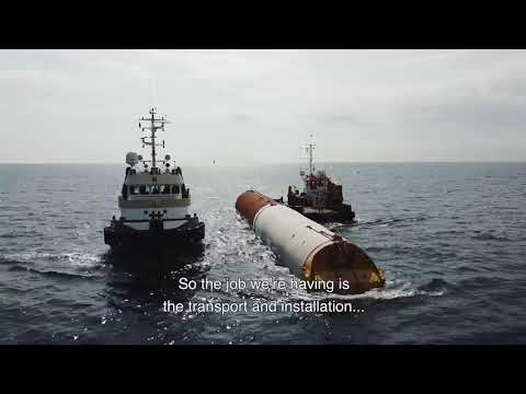 HLV Svanen Installs Floating MPs at Danish Kriegers Flak Offshore Wind Farm