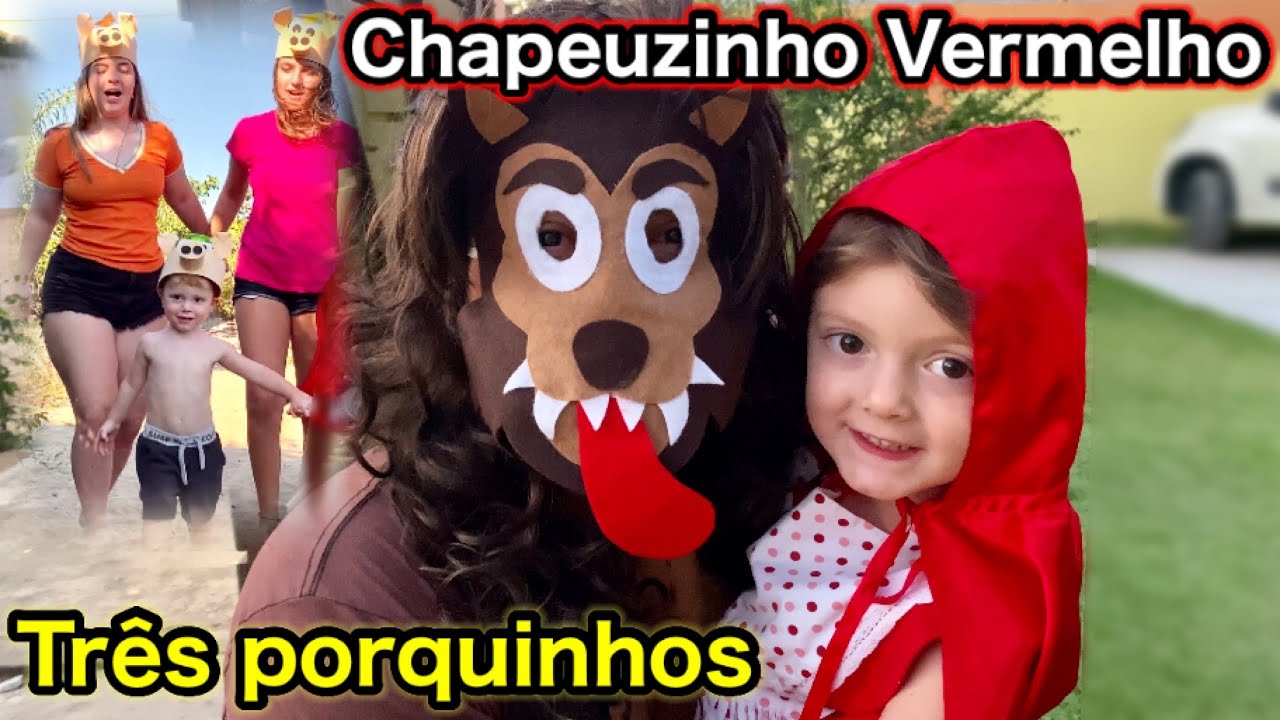 CHAPEUZINHO VERMELHO, LOBO MAU e os TRÊS PORQUINHOS . Vídeo Crianças brincando salvando a floresta!