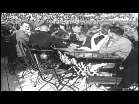 German Chancellor Adolf Hitler speaks to 120 thousand people at a Nazi rally in E...HD Stock Footage
