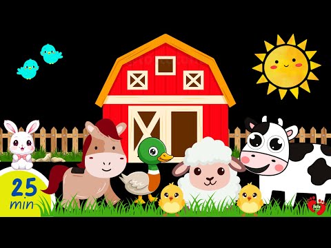Cute & Friendly Farm Animals | High Contrast Baby Sensory with Nursery Rhymes & Soothing Music