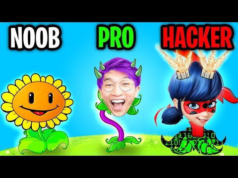 Can We Go NOOB vs PRO vs HACKER In PLANTS VS ZOMBIES!? (MAX LEVEL!)