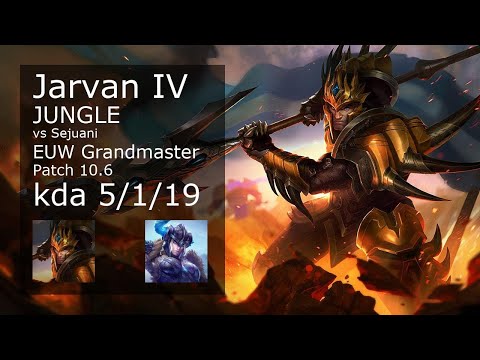 Jarvan IV Jungle vs Sejuani - EUW Grandmaster 5/1/19 Patch 10.6 Gameplay
