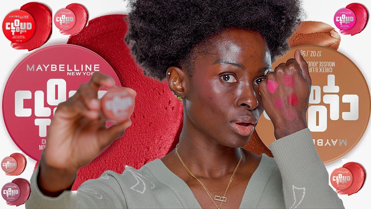 @maybellinenewyork Cloudtopia Blush on DARK SKIN! Swatches & Review // Ohemaa Bonsu