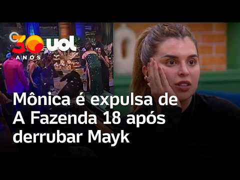 A Fazenda 18: Mônica Fonseca é expulsa do reality após derrubar Mayk durante festa; veja vídeo