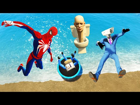 GTA 5 SPIDERMAN & Skibidi Toilet Water Fails (Jumps, Ragdolls & Euphoria Physics)