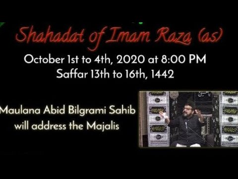 Moulana Abid Bilgrami Sahab - Majlis 1 - Safar 1442 - Astaana-e-Zehra, NJ
